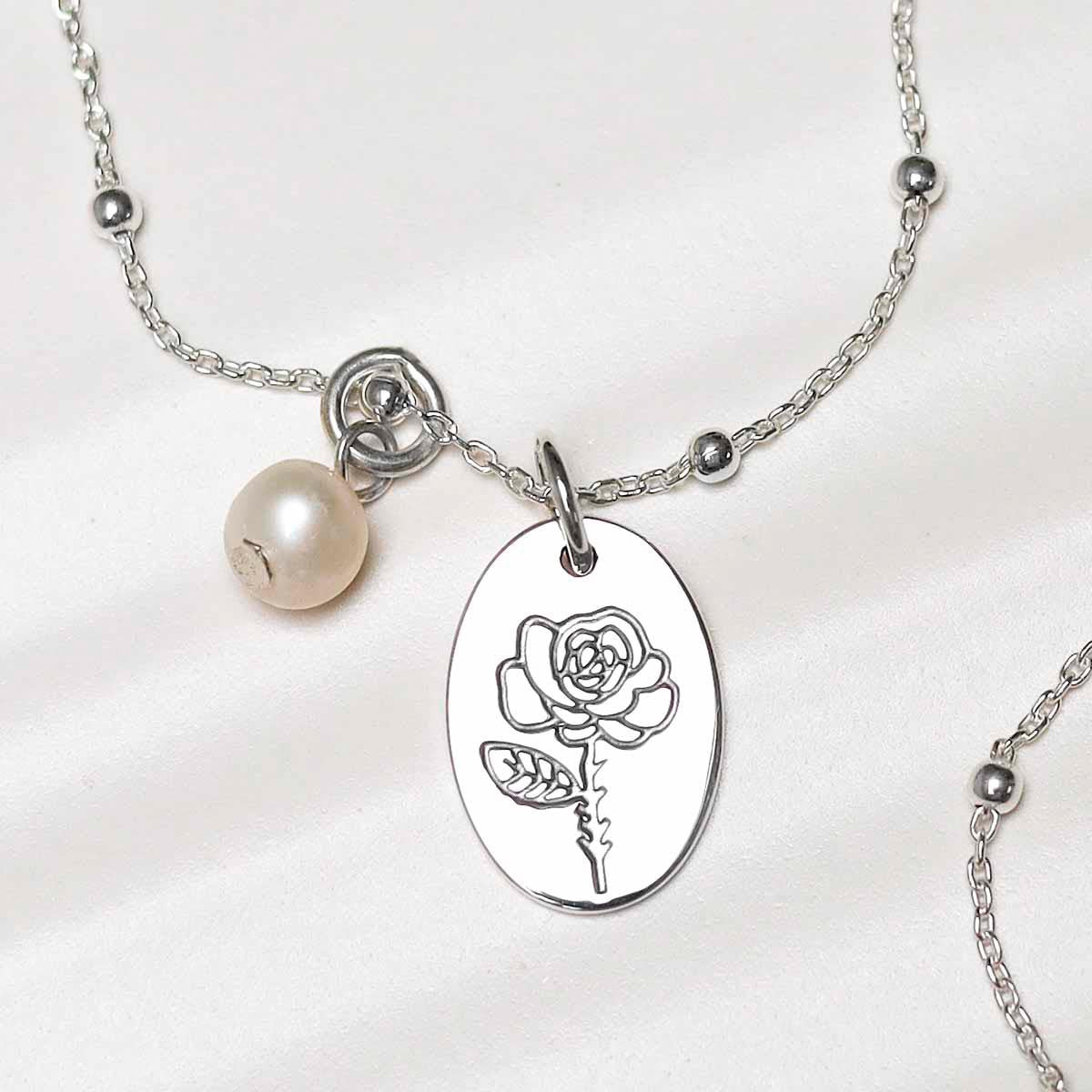 Sterling Silver June Birth Flower Necklace