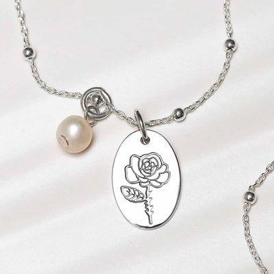 ML755 Sterling Silver June Birth Flower Necklace 2