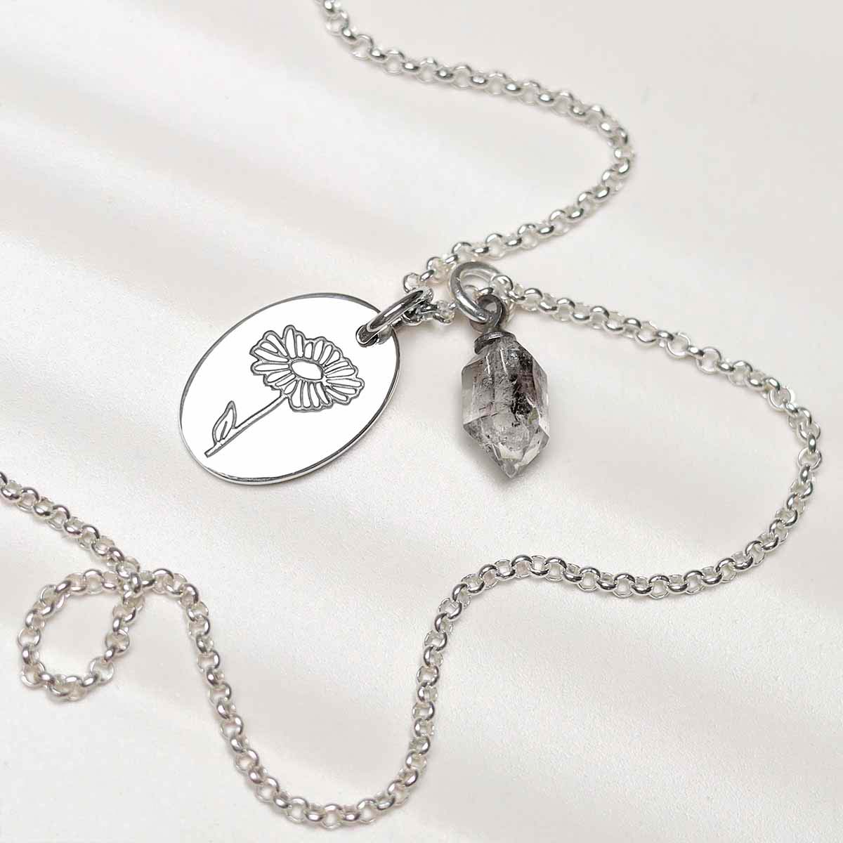 Sterling Silver April Birth Flower Necklace