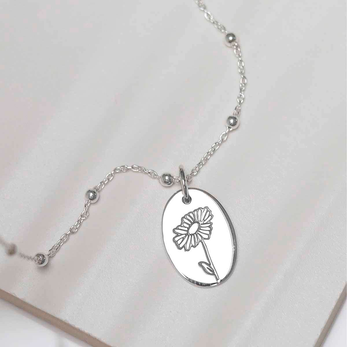Sterling Silver April Birth Flower Necklace