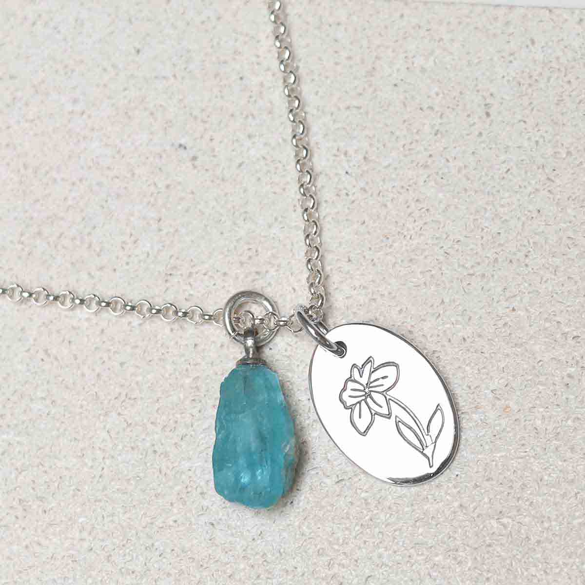 Sterling Silver March Birth Flower Necklace