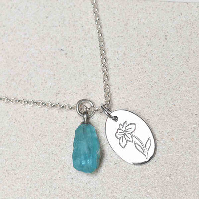 ML757 Sterling Silver March Birth Flower Necklace