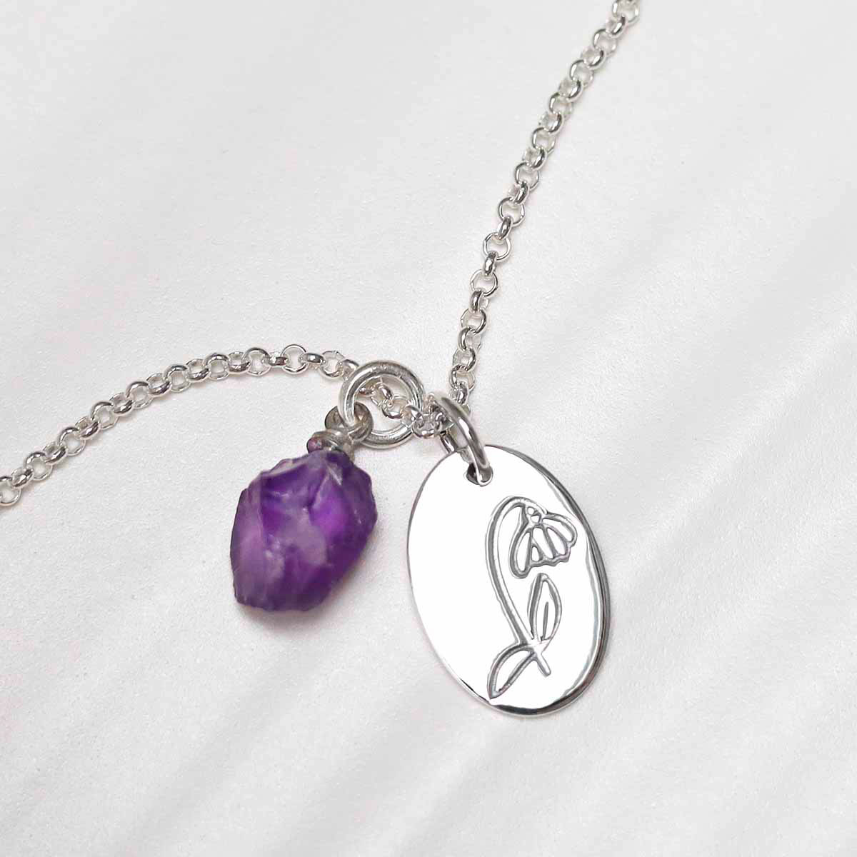 Sterling Silver January Birth Flower Necklace
