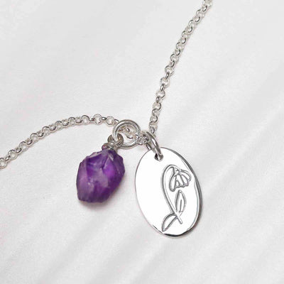 ML765 Sterling Silver January Birth Flower Necklace 2