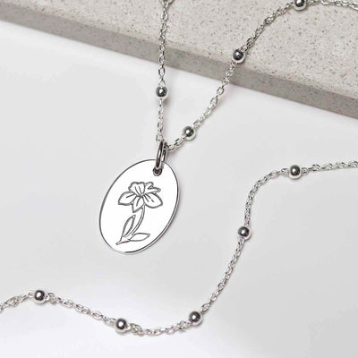 ML757 Sterling Silver March Birth Flower Necklace 3