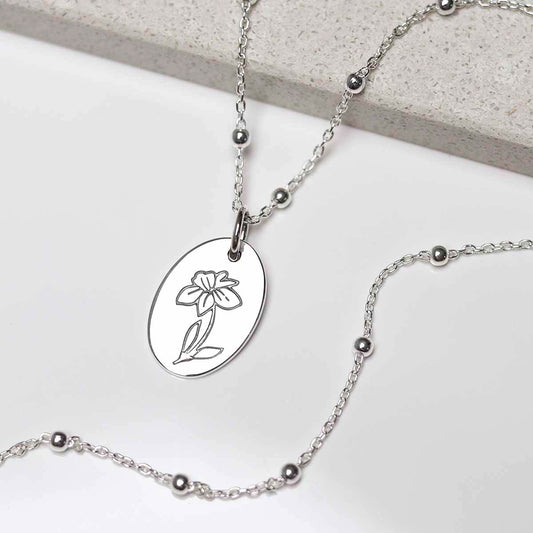 ML757 Sterling Silver March Birth Flower Necklace 3
