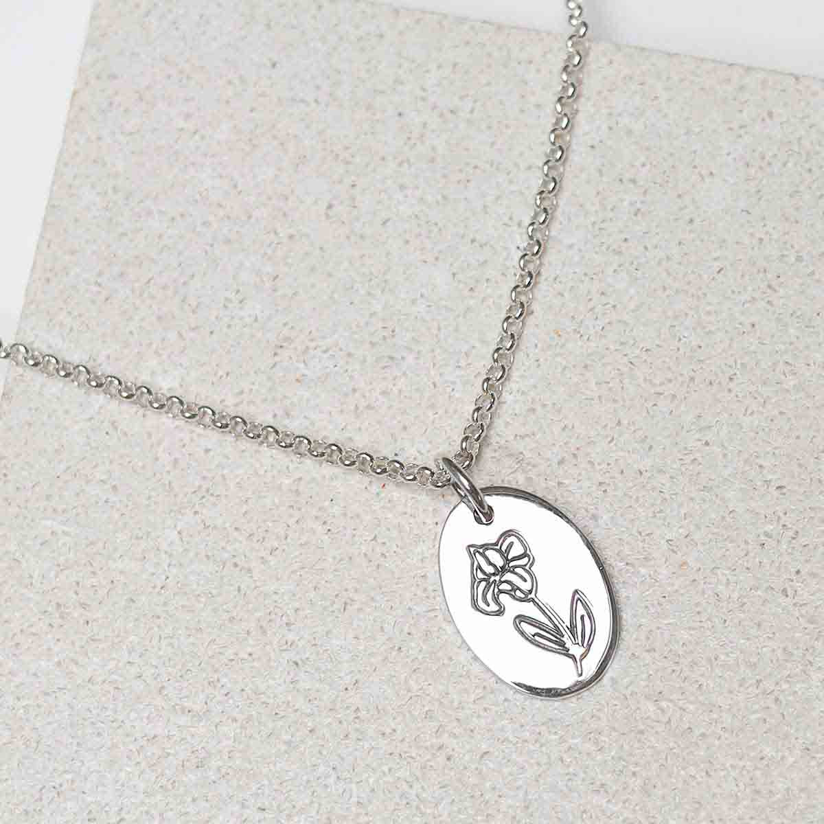 Sterling Silver February Birth Flower Necklace