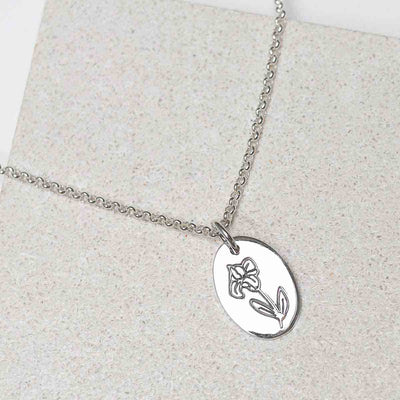 ML754 Sterling Silver February Birth Flower Necklac 4