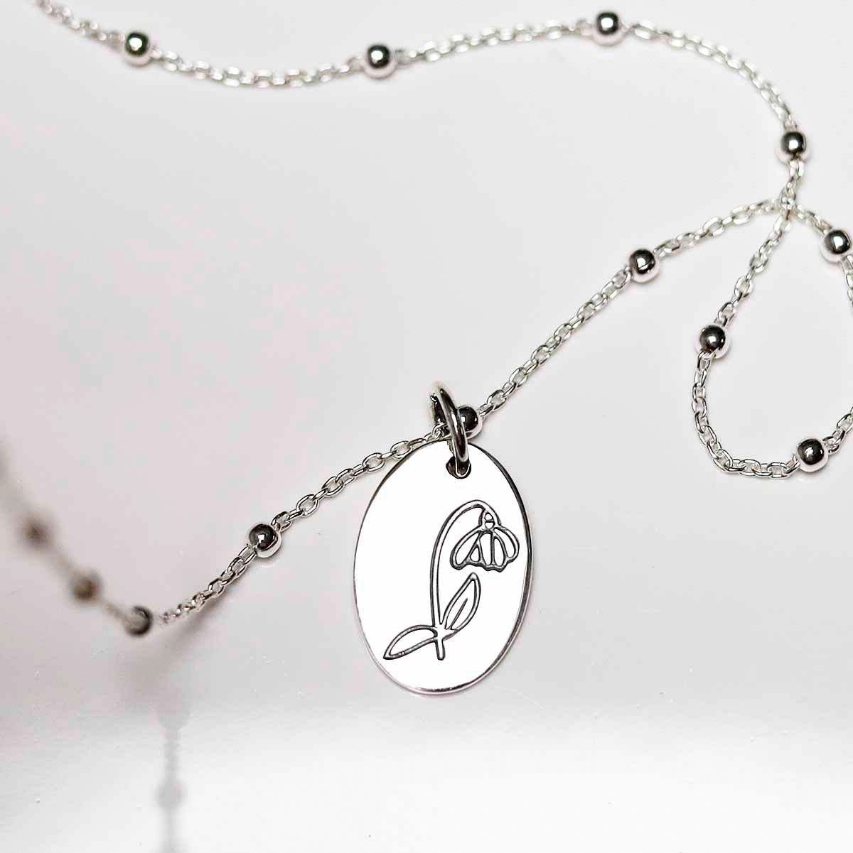 Sterling Silver January Birth Flower Necklace