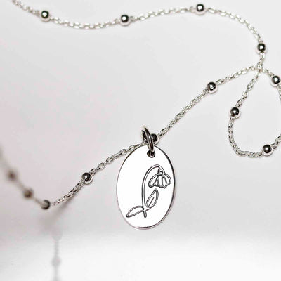 ML765 Sterling Silver January Birth Flower Necklace 4