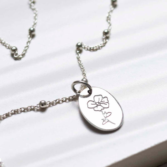 ML764 Sterling Silver August Birth Flower Necklace 4