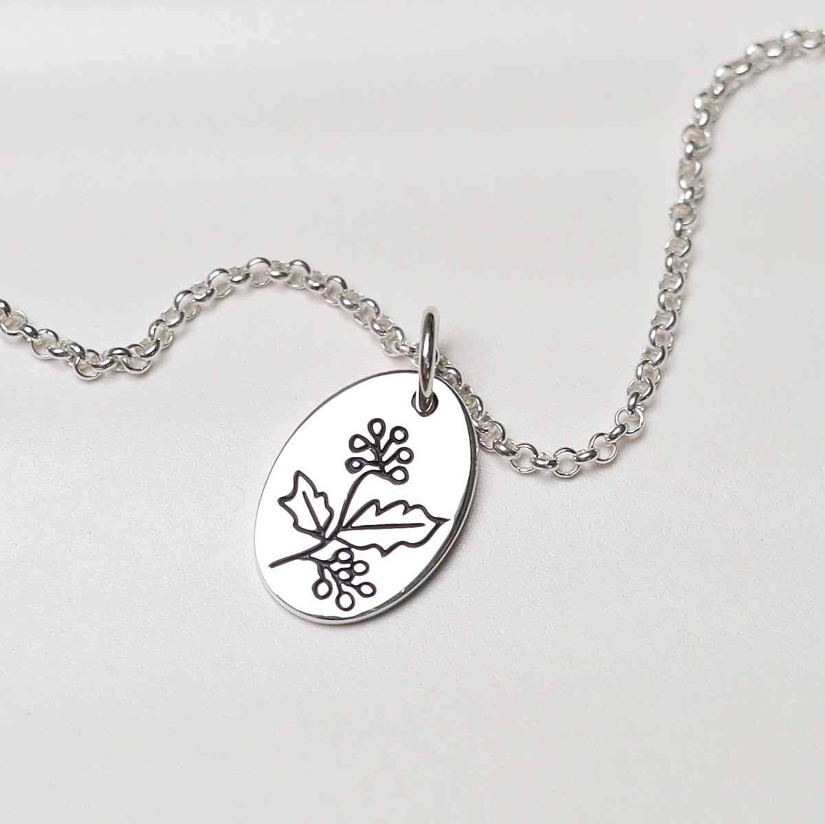 Sterling Silver December Birth Flower Necklace