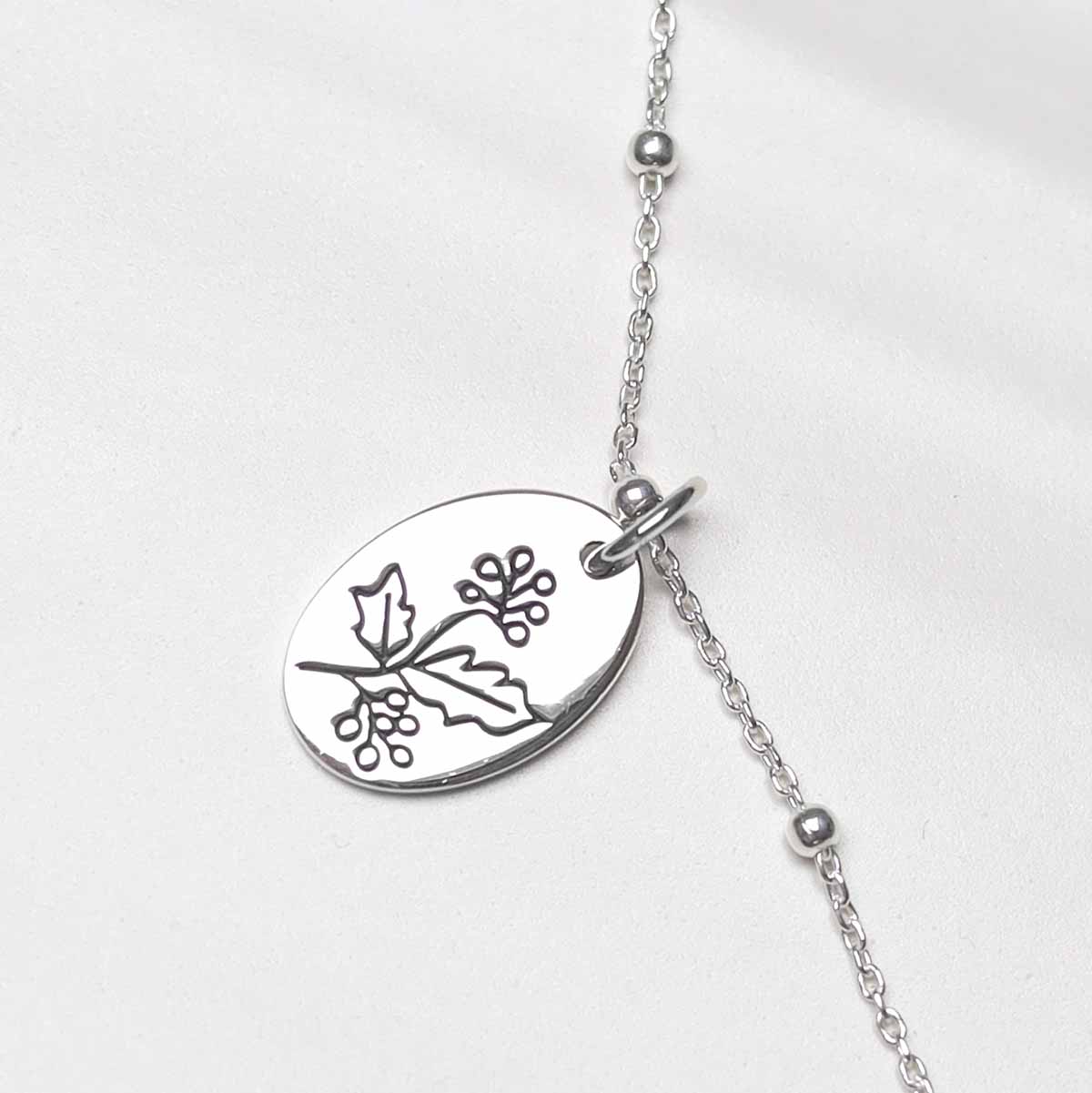 Sterling Silver December Birth Flower Necklace