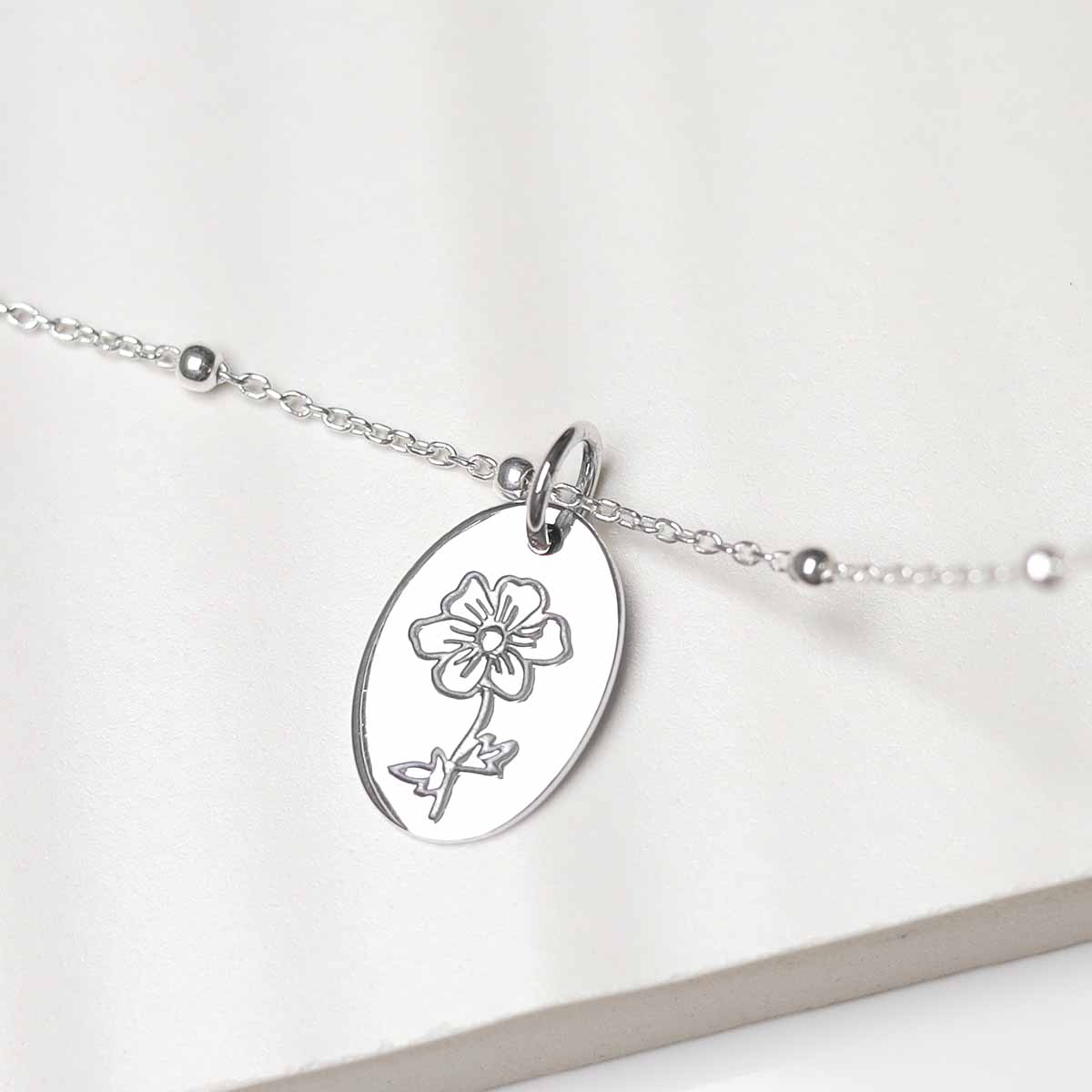 Sterling Silver October Birth Flower Necklace