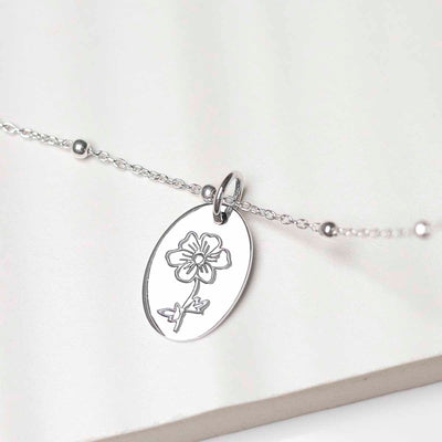 ML762 Sterling Silver October Birth Flower Necklace 3