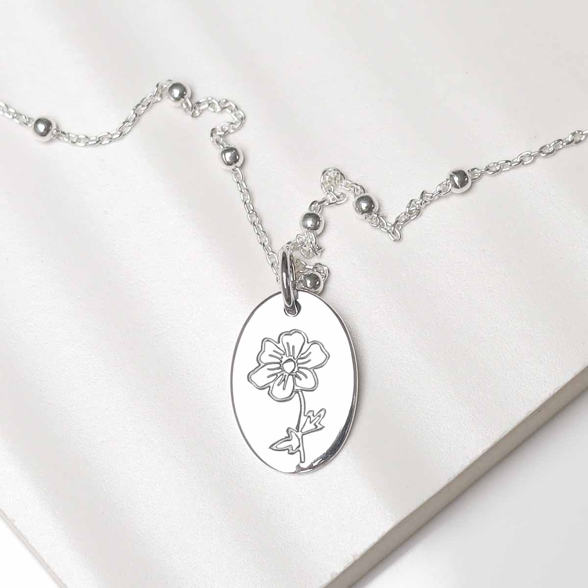Sterling Silver October Birth Flower Necklace