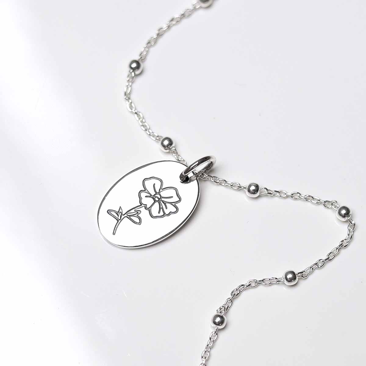 Sterling Silver August Birth Flower Necklace