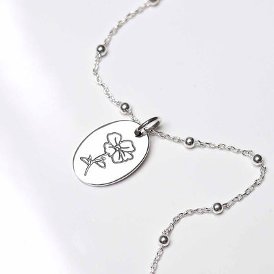 ML764 Sterling Silver August Birth Flower Necklace