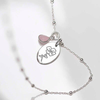 ML764 Sterling Silver August Birth Flower Necklace 2