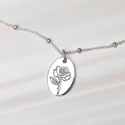 ML755 Sterling Silver June Birth Flower Necklace