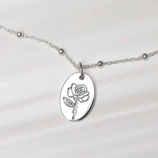 ML755 Sterling Silver June Birth Flower Necklace