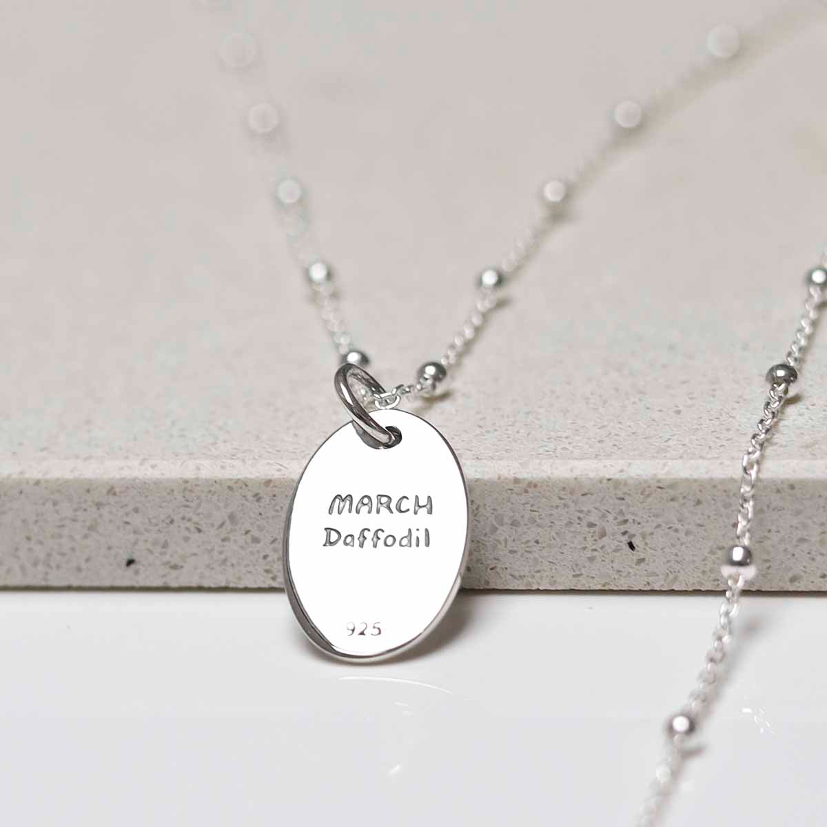 Sterling Silver March Birth Flower Necklace