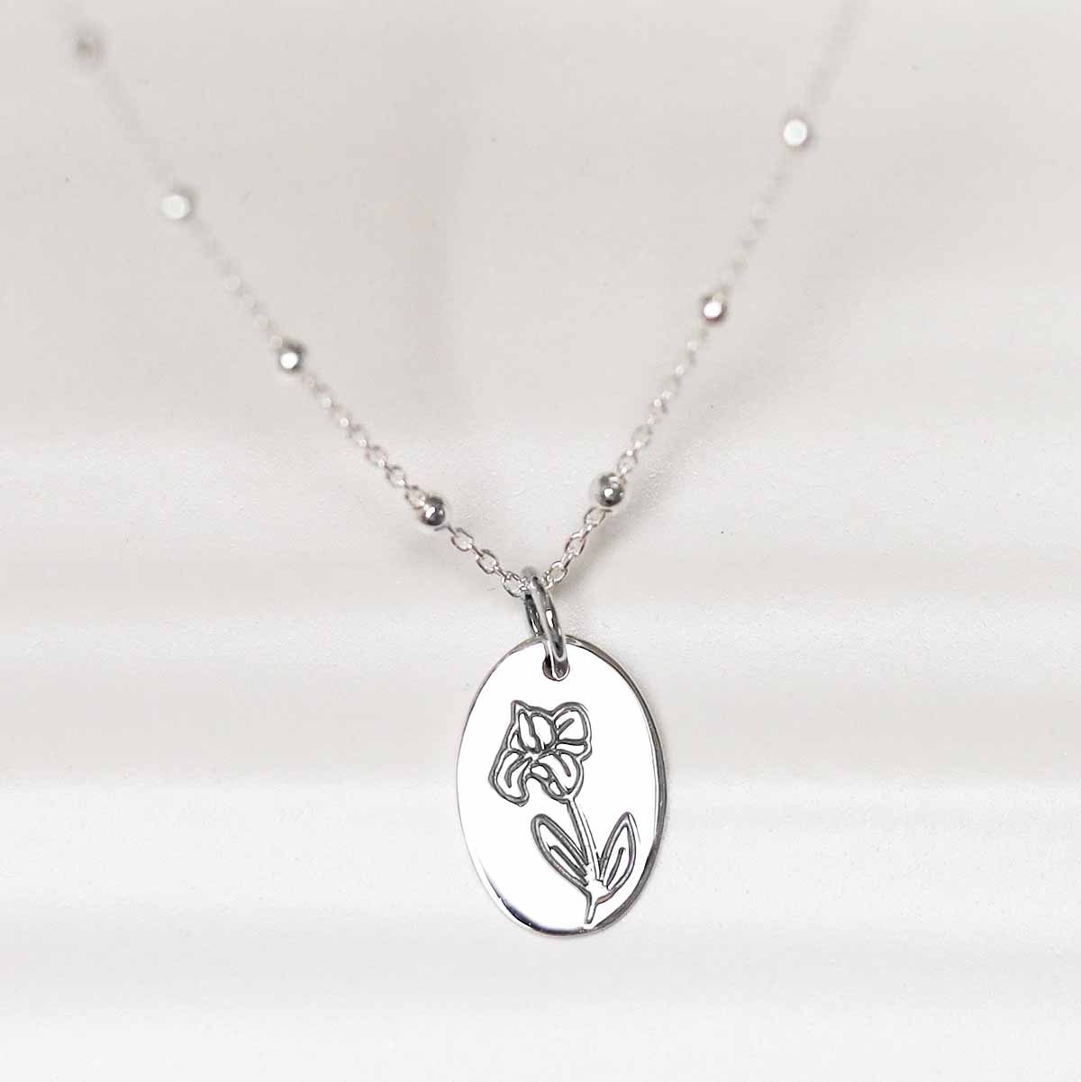 Sterling Silver February Birth Flower Necklace