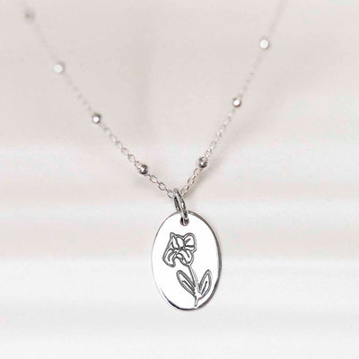 ML754 Sterling Silver February Birth Flower Necklace