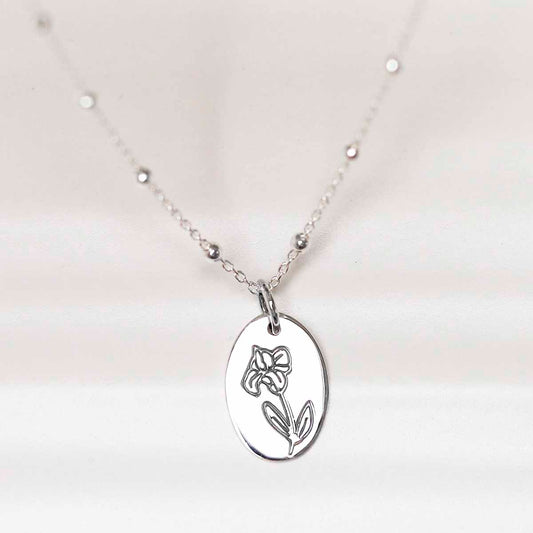 ML754 Sterling Silver February Birth Flower Necklace