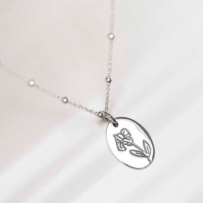 ML754 Sterling Silver February Birth Flower Necklac 2