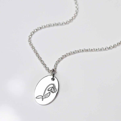 ML765 Sterling Silver January Birth Flower Necklace