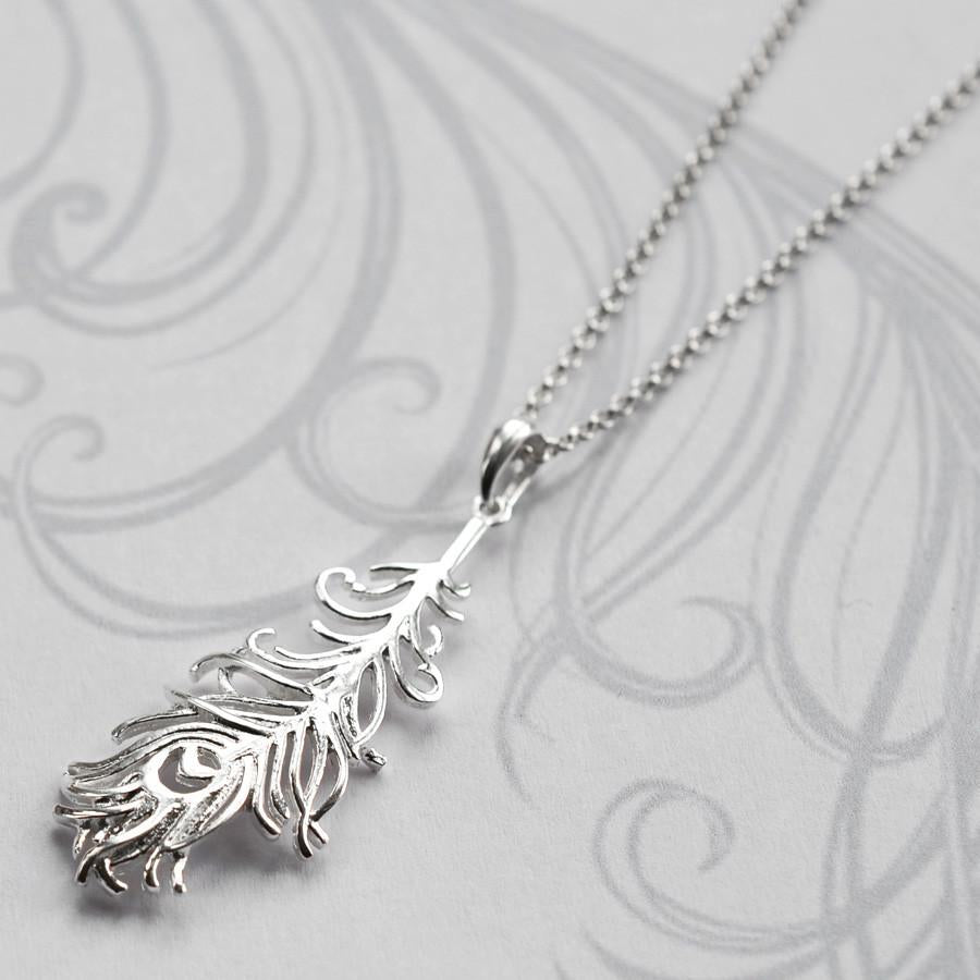 Silver Peacock Feather Jewellery Set