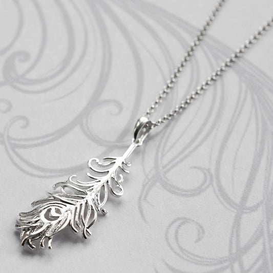 MJ0305N Silver Peacock Feather Necklace 6131e8d3 58be 4f8c 8bd7 7dbcc2a9b100