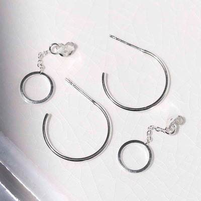 ML831 Sterling Silver Multi Circle Hoop Earrings 1