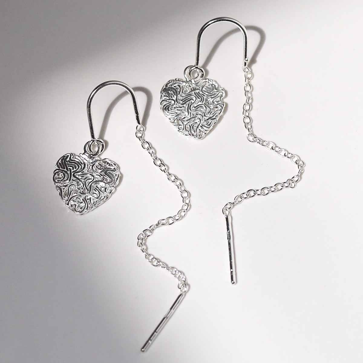 Sterling Silver Filigree Heart Threaders