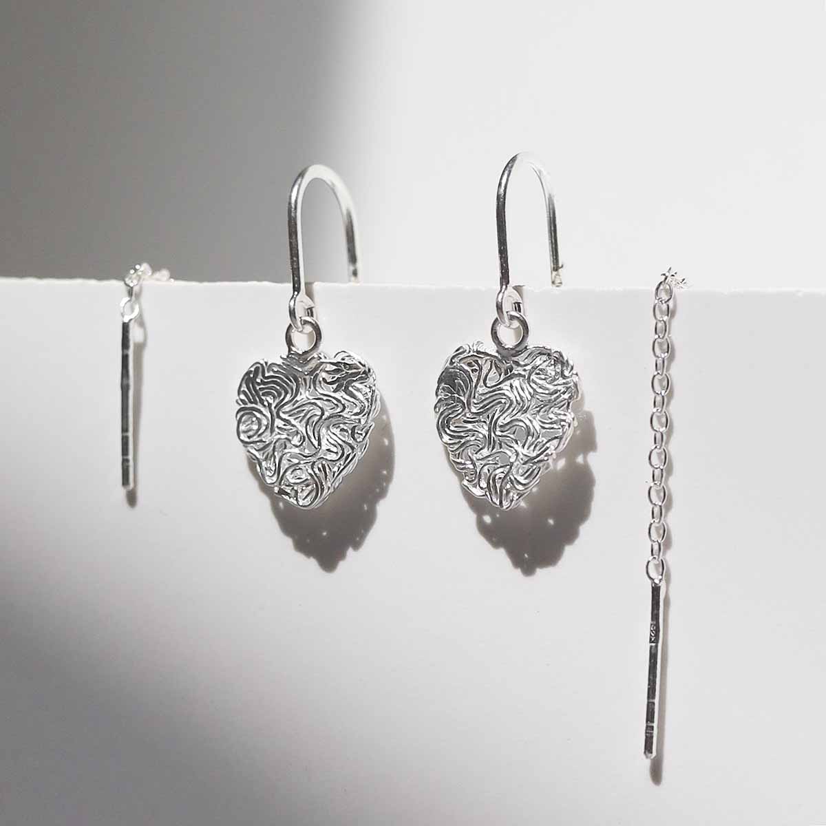 Sterling Silver Filigree Heart Threaders