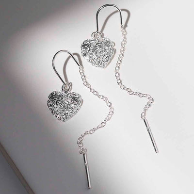 ML832 Sterling Silver Filigree Heart Threaders 2
