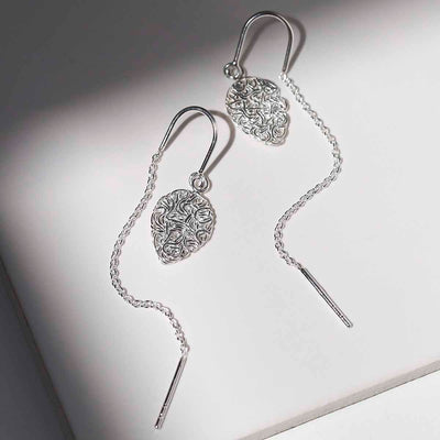 ML838 Sterling Silver Filigree Peardrop Threaders 1