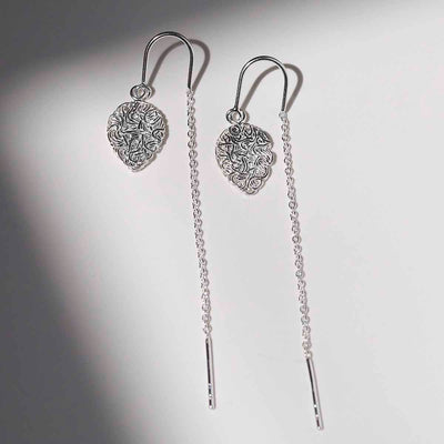 ML838 Sterling Silver Filigree Peardrop Threaders 2