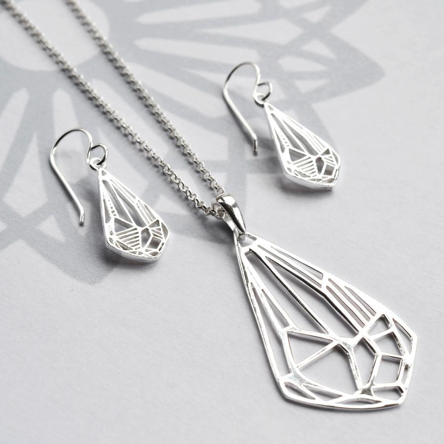 Sterling Silver Dangly Art Deco Diamond Earrings