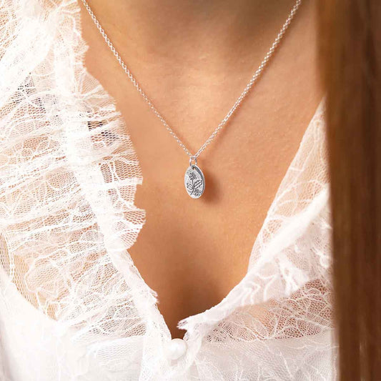 ML760 Sterling Silver December Birth Flower Necklace Model t copy