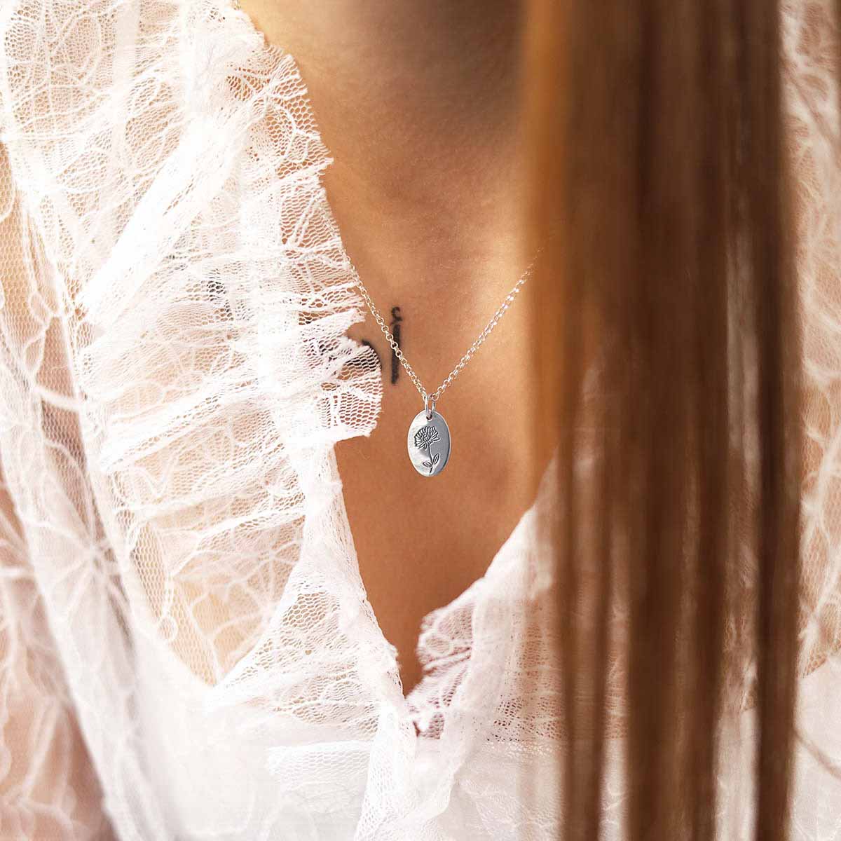 Sterling Silver November Birth Flower Necklace