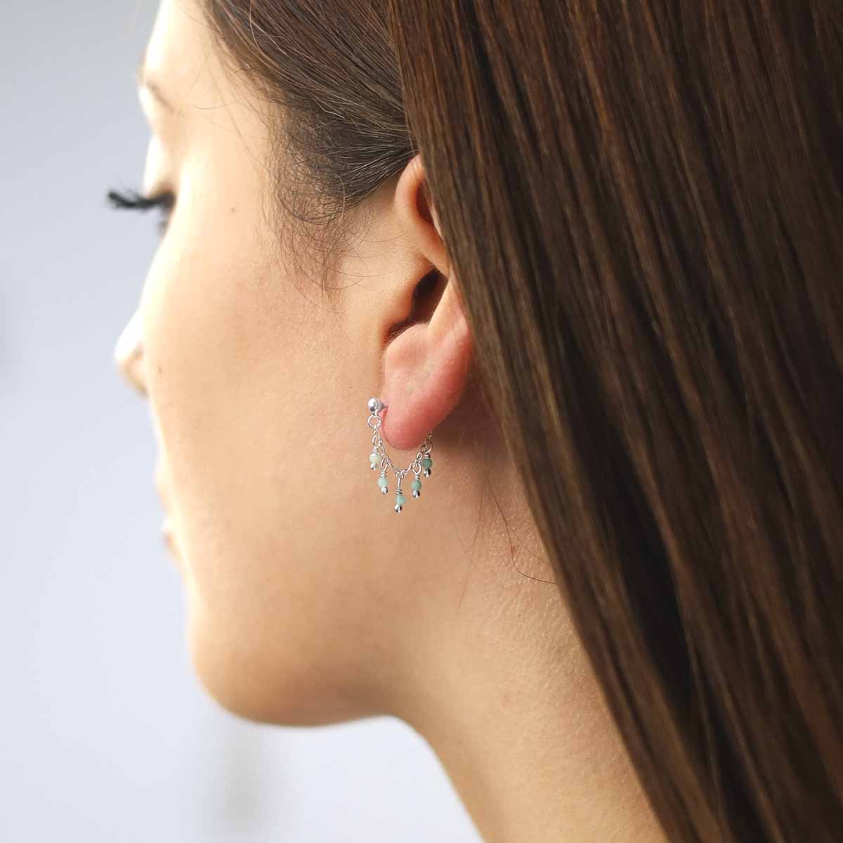 Sterling Silver Hanging Lantern Azurite Studs