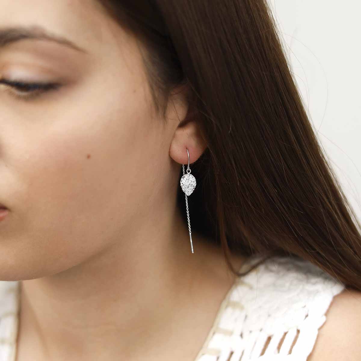 Sterling Silver Filigree Peardrop Threaders