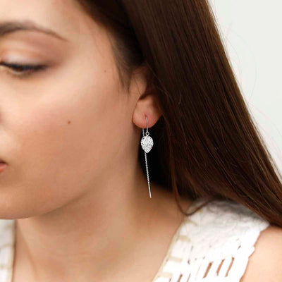 ML838 Sterling Silver Filigree Peardrop Threaders Model