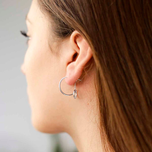 ML831 Sterling Silver Multi Circle Hoop Earrings Model