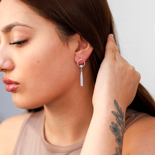 ML834 Sterling Silver Tassle Earrings Model