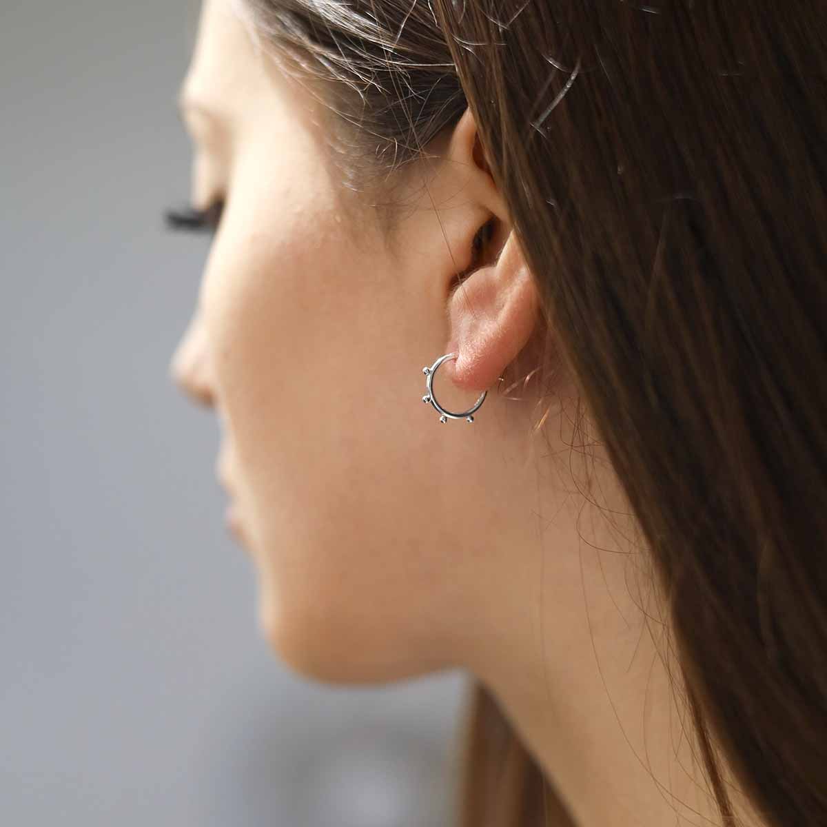Sterling Silver Satellite Mini Hoops