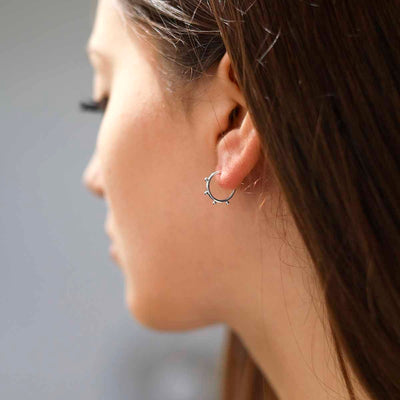 ML991 Sterling Silver Satellite Mini Hoops Model