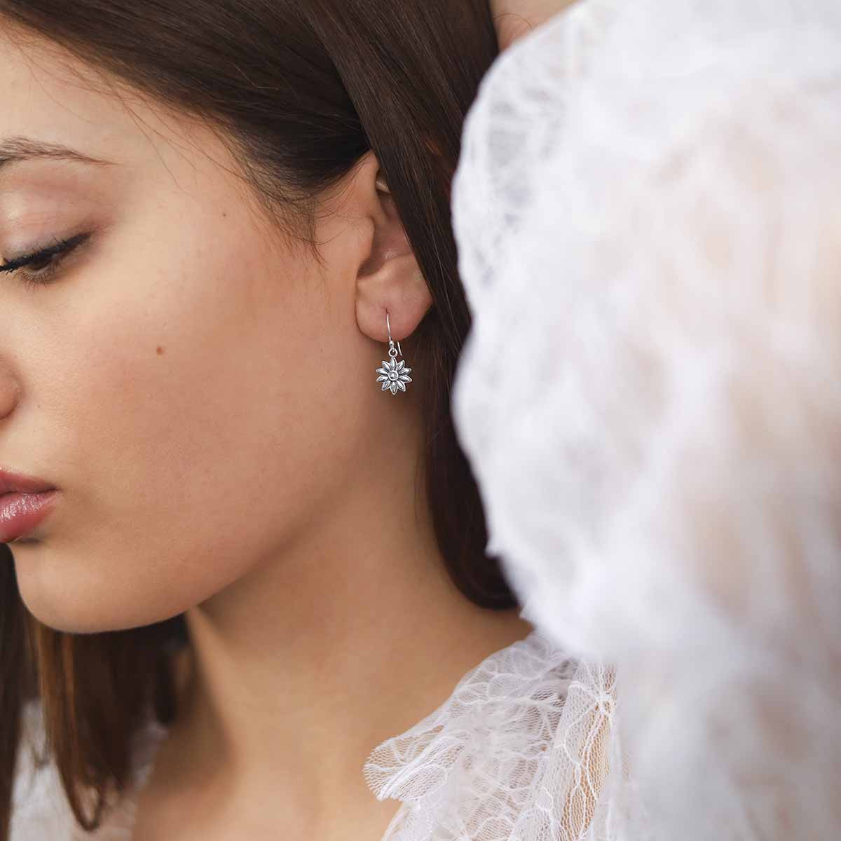 Sterling Silver Dahlia Dangly Earrings